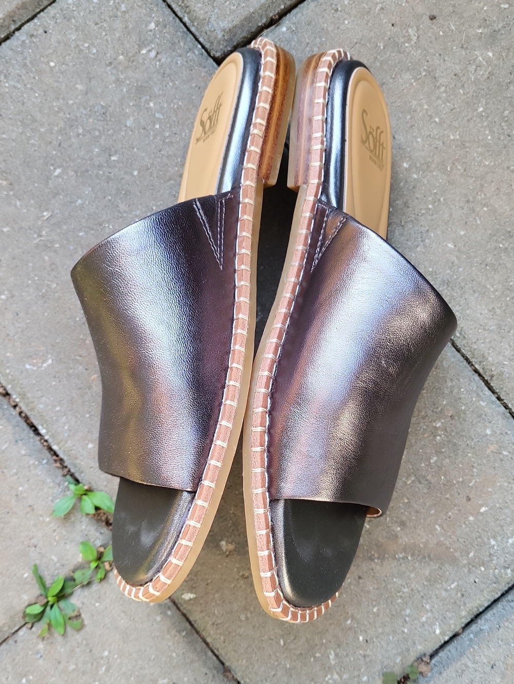 Sofft Noble II Dark Pewter Leather Slides 8.5 - Picture 9 of 14